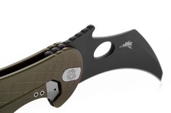 Lionsteel-Messer Typ KARAMBIT, entwickelt in Zusammenarbeit mit Emerson Design. L.E. ONE 1 A GB Grün/Chemisch Schwarz