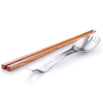 GSI Outdoors Edelstahl Spork mit Holzstäbchen Glacier