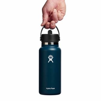 Hydro Flask Breite Thermosflasche mit Mundstück 32 OZ Wide Flex Straw Cap, Indigo