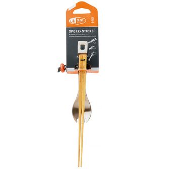 GSI Outdoors Edelstahl Spork mit Holzstäbchen Glacier