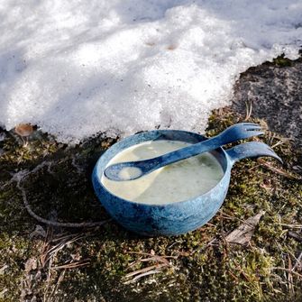 KUPILKA 33 + Spork Set aus Schüssel und Löffel mit Gabel in einem, rot