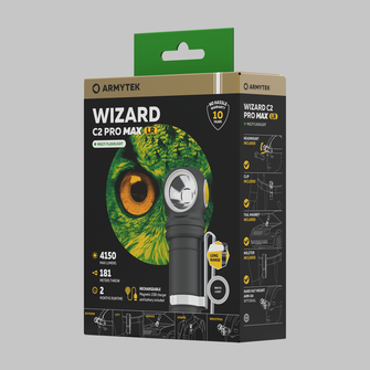 ArmyTek Wizard C2 Pro Max LR Weiße LED-Taschenlampe mit Gürtelclip, mit Batteriepack 4150 lm