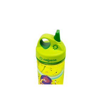 Nalgene Kids Trinkflasche Grip-n-Gulp Sustain 0,35 l mit Deckel grün, musikalischer Löwe