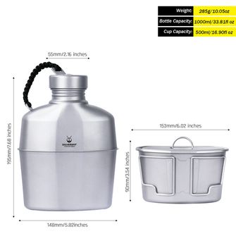 Silverant Titanium Feldflasche mit Mundstück und Silverant Verpackung