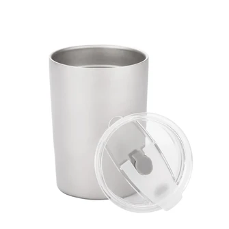 Silverant Doppelwandiger Becher aus Titan mit Strohhalm 400 ml