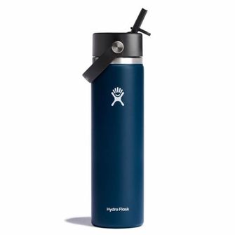 Hydro Flask Breite Thermosflasche mit Mundstück 24 OZ Wide Flex Straw Cap, Indigo
