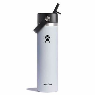 Hydro Flask Breite Thermosflasche mit Mundstück 24 OZ Wide Flex Straw Cap, weiß
