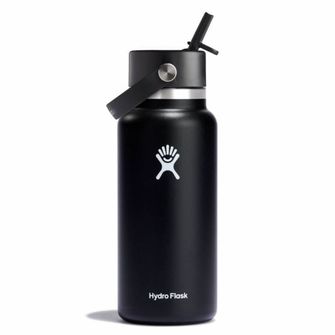 Hydro Flask Breite Thermosflasche mit Mundstück 32 OZ Wide Flex Straw Cap, schwarz