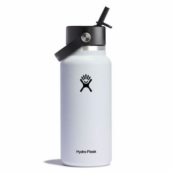 Hydro Flask Breite Thermosflasche mit Mundstück 32 OZ Wide Flex Straw Cap, weiß