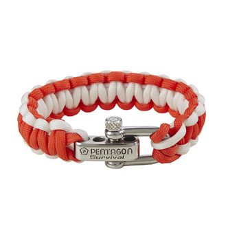 Pentagon Paracord-Armband rot-weiß, Metallschließe